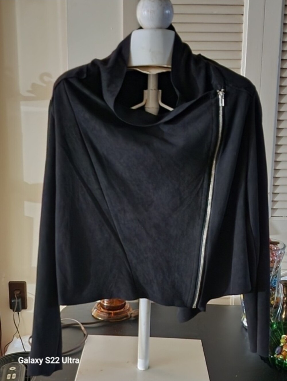 Ophelia Roe Women's Black Asymmetrical Zip Leather Jacket